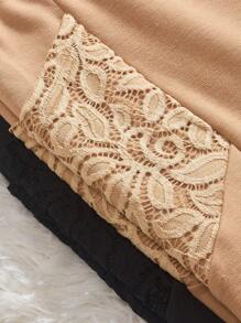 Chiquease 2pcs Contrast Lace Wideband Waist Leggings - Multicolor - View 4