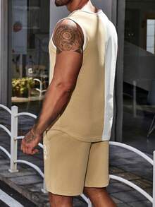 Manfinity Homme 男士撲克牌圖案雙色背心上衣&短褲 - 彩色 - 查看 7