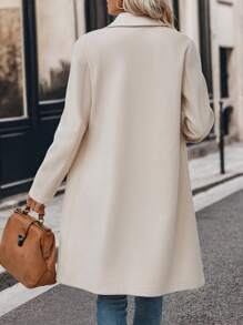 SHEIN LUNE Shawl Collar Single Button Overcoat - Apricot - View 2