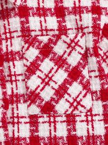 SHEIN Baby Girls Plaid Print Flap Pocket Overcoat & Skirt Without Sweater - Red - View 6