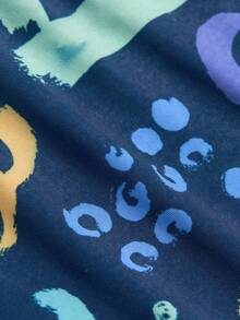 男士滿版印花條紋織帶腰平角內褲 - 藏蓝色 - 查看 3