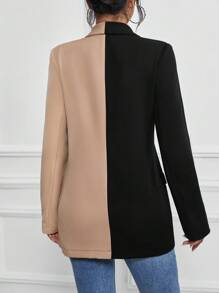 SHEIN LUNE Blazer hai tông màu có cổ mở phía trước - Nhiều màu - Xem 2
