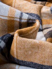 SHEIN Young Girl 1pc Plaid Print Borg Collar Bow Front Overcoat - Multicolor - View 7