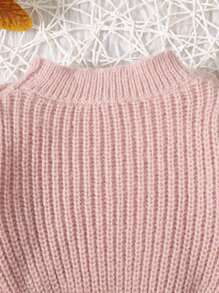 Baby Girl Ruffle Trim Cable Knit Sweater Dress