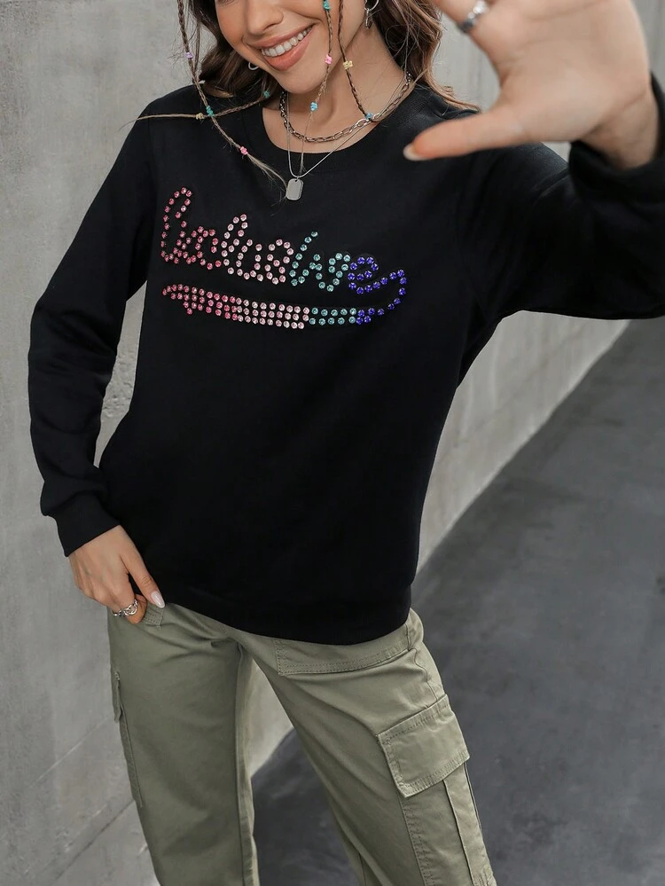 Letter Graphic Sweatshirt Pullover Fall Sweatshirt