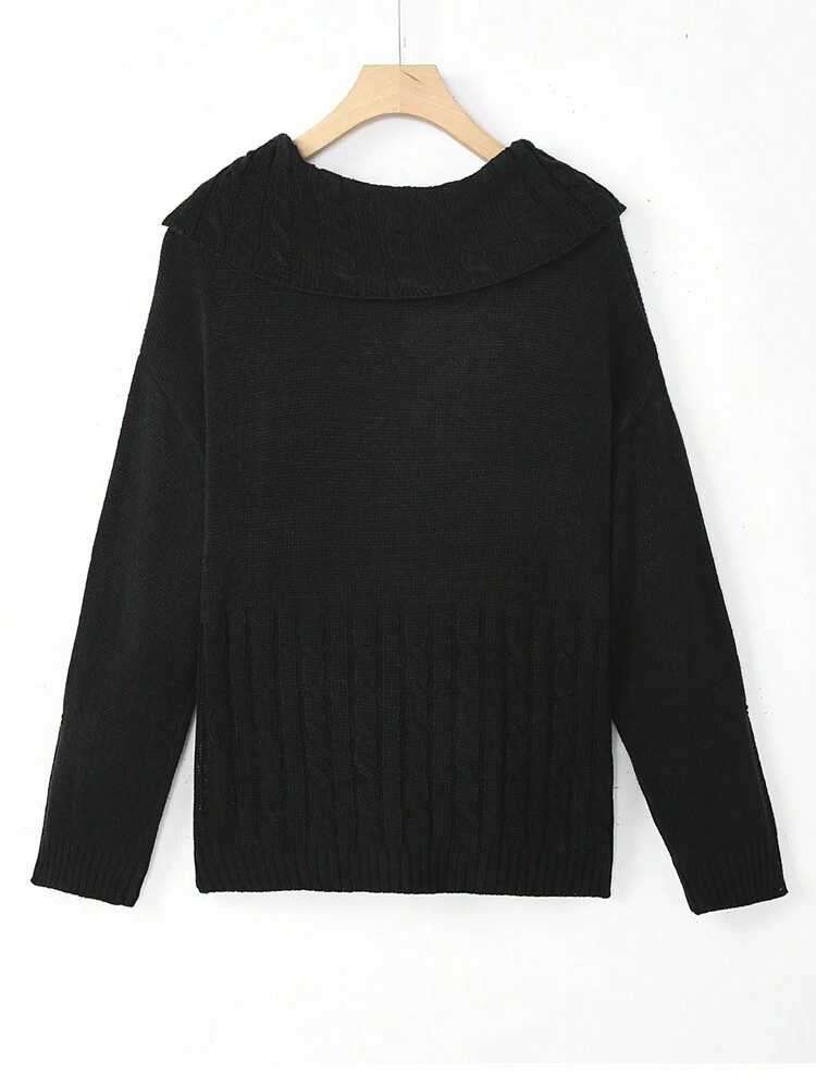 Plus Solid Drop Shoulder Sweater Knit Pullover Fall Winter Sweater