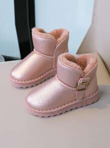 女孩冬季粉色保暖内衬加厚防滑防水软底雪地靴 - 粉色 - 查看 1