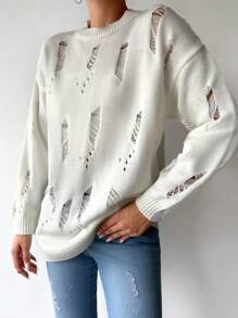 Jednolity Podarte Opuszczane ramiona Swetry