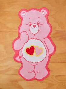 SHEIN X Care Bears Asymmetric Heart Bear Character Printed Area Rug, Gifts - Red - View 6