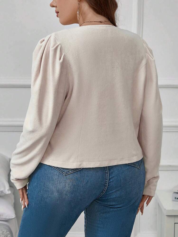 Plus Puff Sleeve Button Front Jacket
