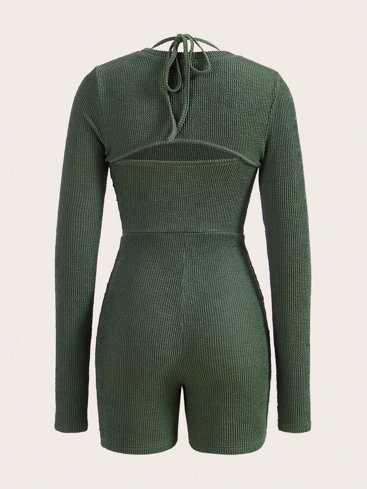 Solid Halter Romper & Super Crop Top