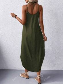 Women's Fashion Summer Versatile Loose Comfortable Spaghetti Strap Dress