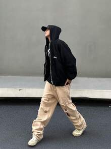 Manfinity Men Ripped Frayed Straight Leg Jeans - Apricot - View 6