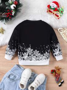 SHEIN Young Girl Christmas Print Drop Shoulder Sweatshirt - Multicolor - View 2