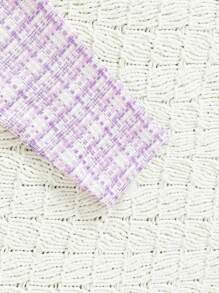 SHEIN Baby Girl Plaid Pattern Borg Collar Bow Front Coat - Multicolor - View 5