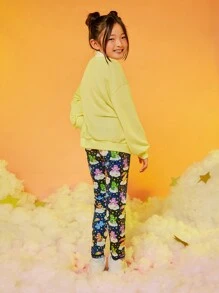 SHEIN X Care Bears Tween Girl Cartoon Graphic Leggings - Multicolor - View 2