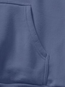 Manfinity Homme Nam Plus Đồ họa Khẩu hiệu Túi kangaroo Dây rút Hoodie Without Tee - Màu xanh bụi bặm - Xem 5