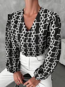 RueChic In Dây chuyền Tay áo lồng đèn Áo sơ mi - màu đen - Xem 4