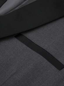 CLOUDSTYLE Hombres talla grande de color combinado con diseño de solapa Blazer & Chaleco con pantalones Traje Set - Gris Oscuro - Ver 11