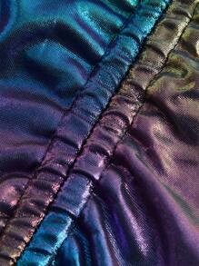 SHEIN ICON 全息垂墜正面抽繩側掛脖上衣 - 紫色 - 查看 4