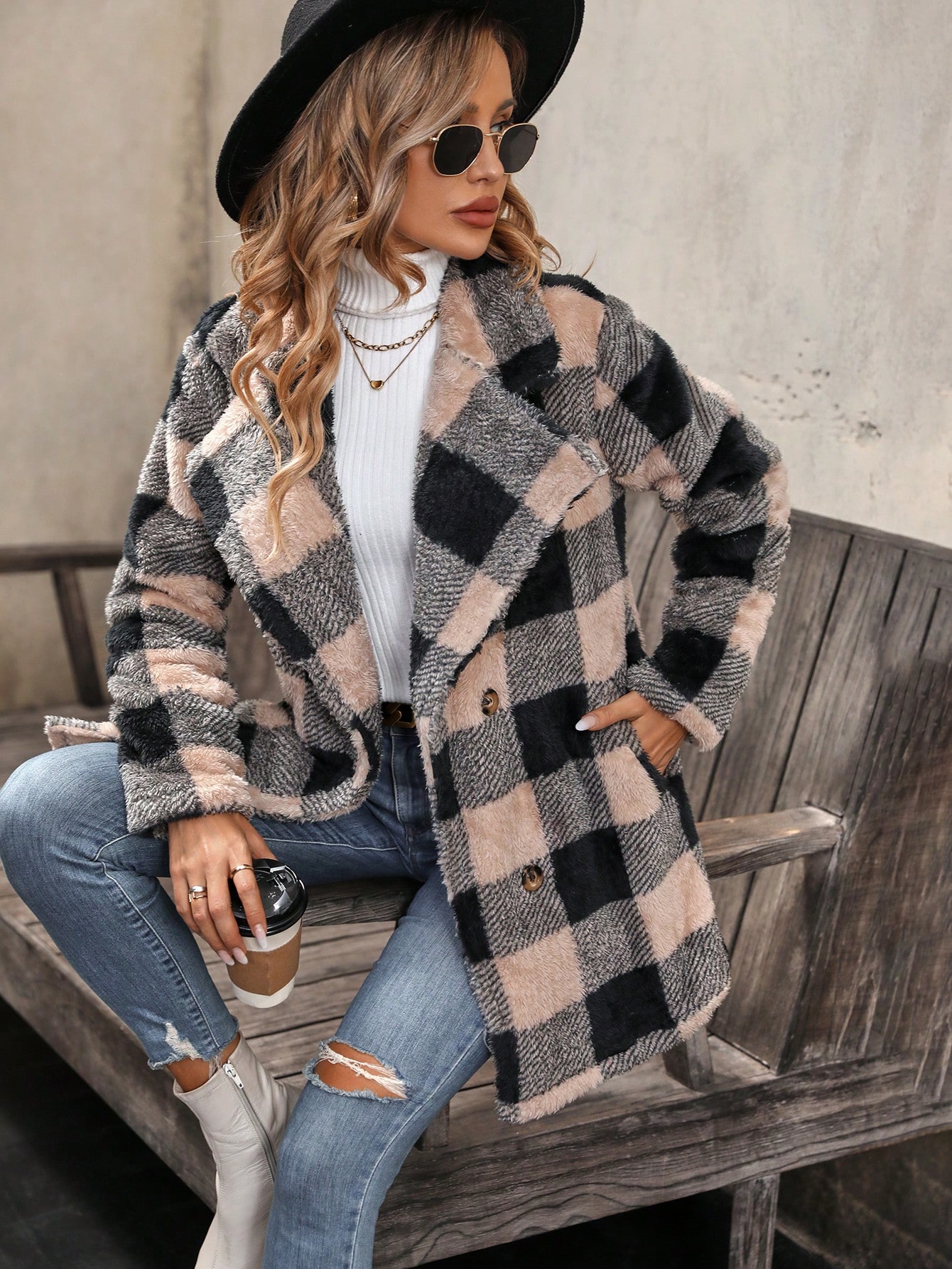 Manteau à Carreaux Ouvert Avec Doublure Duvet - Taille S - Neuf Avec étiquettes