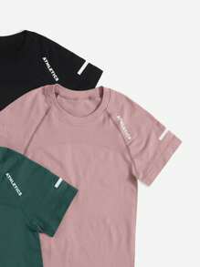 Easithlete 3pcs Seamless Sports Top Fitted Shirt Workout Tank Top Gym Women Shirts - Multicolor - View 5