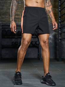 Gym Rark Men Contrast Side Seam Sports Shorts Sweat Pants Black Shorts - Black - View 6