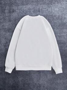 SHEIN LUNE Áo nỉ lót nhiệt in họa tiết Giáng sinh - trắng - Xem 2