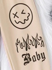 SHEIN 女童字母圖案連帽衫、運動褲和吊帶背心