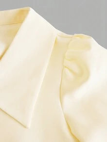 Teen Girl Solid Button Front Shirt - Yellow - View 6