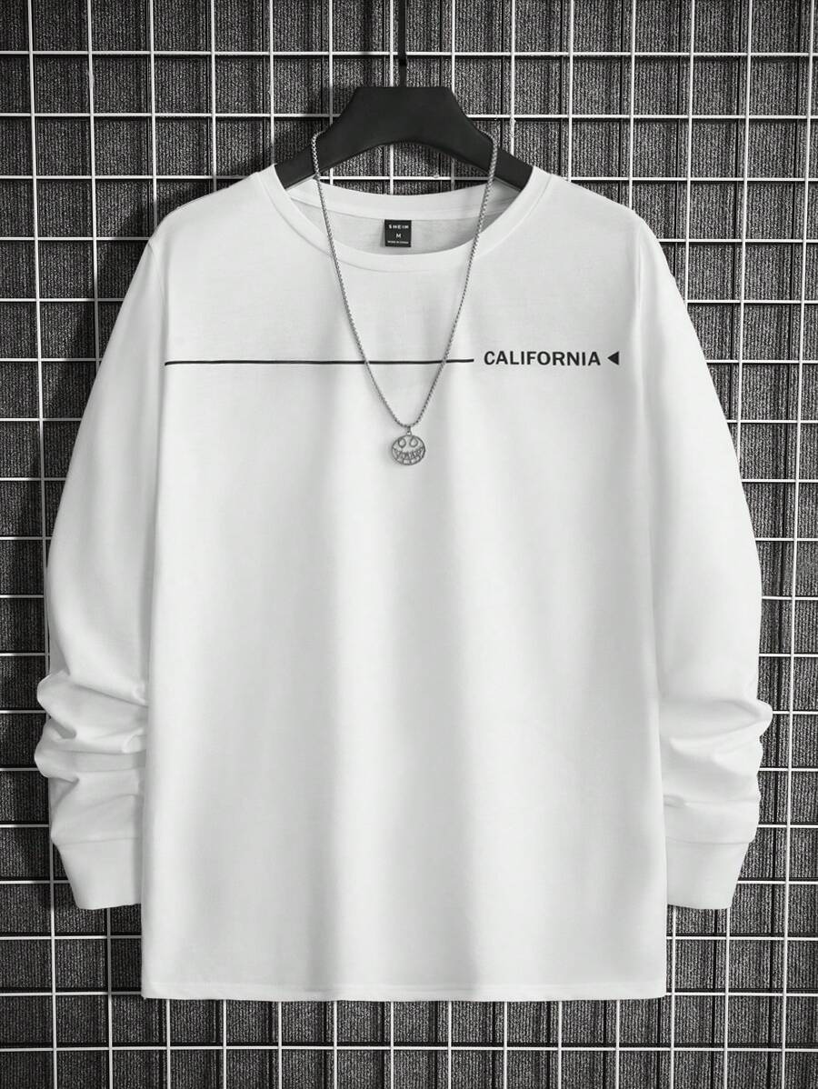 Manfinity VCAY 男士字母圖案T恤 - 白色 - 查看 1