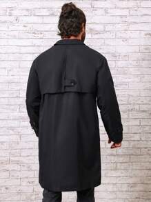 Manfinity Homme Loose Fit Men's Snap Button Up Trench Coat