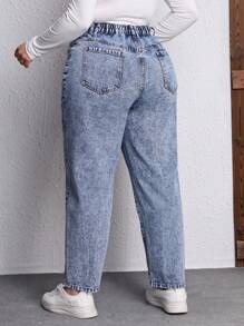 EMERY ROSE Plus High Waist Mom Fit Jeans Elegant Outfit - Blue - View 2