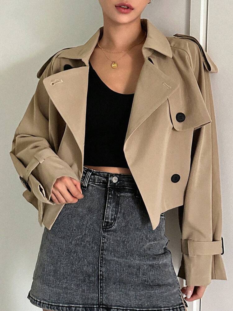 Women's Casual Short Trench Coat, Spring/Autumn Jacket