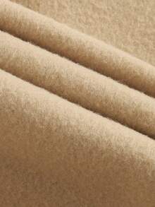 SHEIN Unity Solid Kangaroo Pocket Drawstring Thermal Lined Hoodie - Apricot - View 5