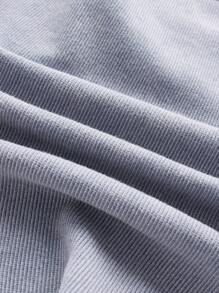 SHEIN ICON 正面剪裁短款T恤 - 藍色 - 查看 3