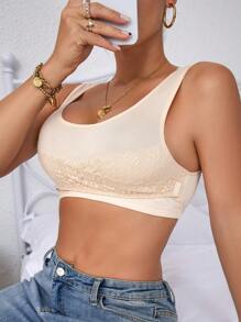 素色無鋼圈文胸 - 杏色 - 查看 6