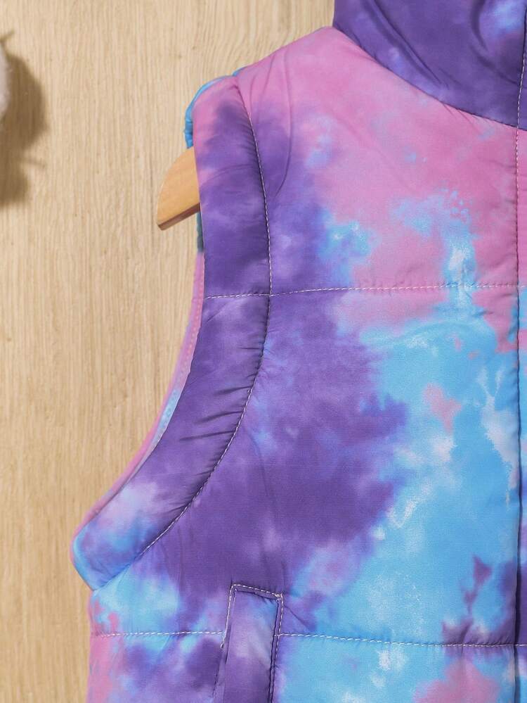 Baby Girl Tie Dye Zip Up Hooded Padded Coat & Scarf