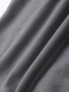 SHEIN Unity Solid Drop Shoulder Crop Sweatshirt - Grey - View 6