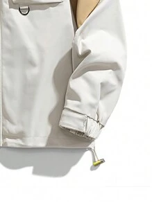 Chaqueta de hombres Cordón Bolsillo Cremallera Parches Color combinado Letras Casual