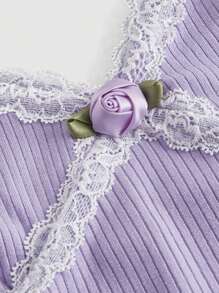 SHEIN MOD 蕾絲邊吊帶上衣 - 紫丁香色 - 查看 3