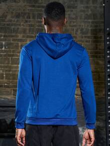 Manfinity Sport Corelite 男士字母图案抽绳运动卫衣，皇家蓝 - 藍色 - 查看 2