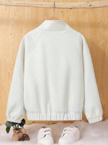 SHEIN 男大童1入組雙口袋拉鍊花呢外套 - 米色 - 查看 2