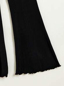 SHEIN EZwear Plus Skeleton Hand Print Flare Leg Pants - Black - View 3
