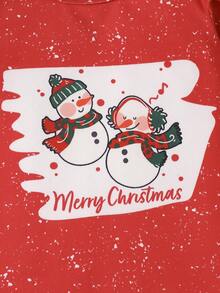 女嬰聖誕圖案荷葉邊喇叭袖連身褲和頭巾 - 彩色 - 查看 5