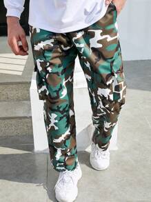 Manfinity LEGND 寬鬆款男士大碼迷彩印花口袋貨物褲 - 彩色 - 查看 1