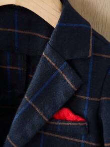 男嬰缺口翻領線格西裝外套&馬甲和褲子 - 藏蓝色 - 查看 3