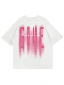 Men's Slim Fit Casual Letter Print Round Neck Short Sleeve T-Shirt - White - View 1