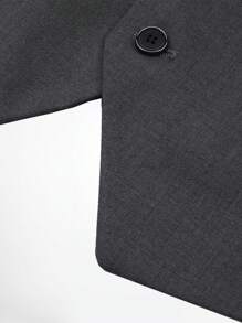 CLOUDSTYLE Hombres talla grande de color combinado con diseño de solapa Blazer & Chaleco con pantalones Traje Set - Gris Oscuro - Ver 6