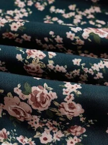 EMERY ROSE Váy chữ A in hoa nhỏ xinh cho nữ, trang phục mùa hè - Màu xanh lá cây đậm - Xem 3